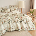 DaDalogy Enchanted Meadow Floral Quilt Set - Beige Rose Green
