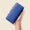 Large Zipper Wallet with Detachable Key Ring - Cobalt Blue