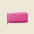 Large Zipper Wallet with Detachable Key Ring - Pink