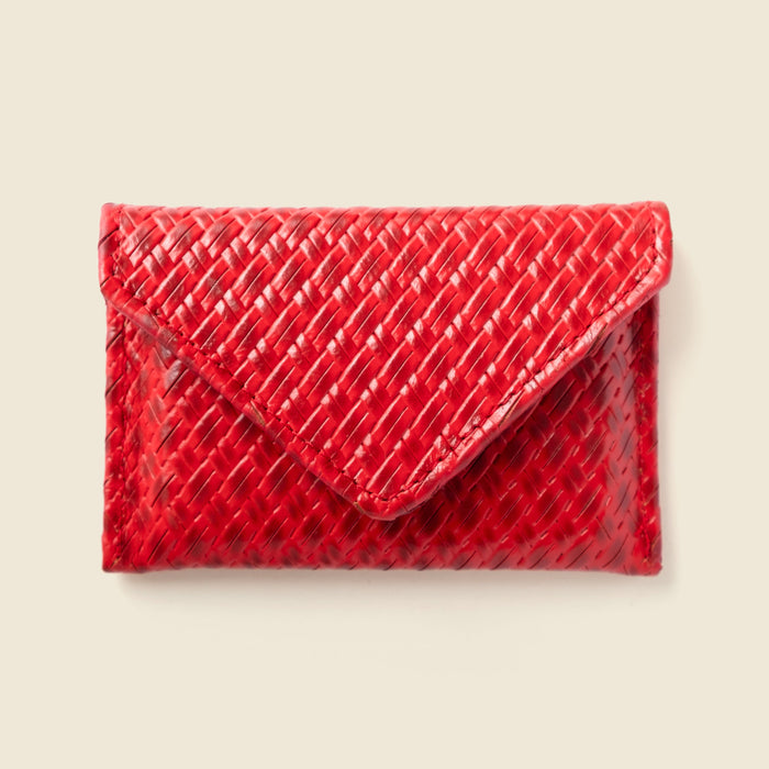 Mini Envelope Wallet With RFID protection - Red Woven
