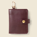 Leather Bifold Wallet with Snap & Key Ring - Burgundy