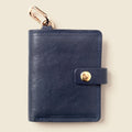 Leather Bifold Wallet with Snap & Key Ring - Marine Blue