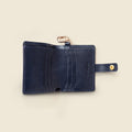 Leather Bifold Wallet with Snap & Key Ring - Marine Blue