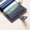 Leather Bifold Wallet with Snap & Key Ring - Marine Blue