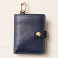 Leather Bifold Wallet with Snap & Key Ring - Marine Blue