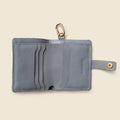 Leather Bifold Wallet with Snap & Key Ring - Ice Blue