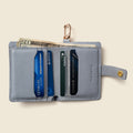Leather Bifold Wallet with Snap & Key Ring - Ice Blue