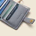 Leather Bifold Wallet with Snap & Key Ring - Ice Blue
