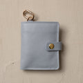 Leather Bifold Wallet with Snap & Key Ring - Ice Blue