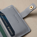 Leather Bifold Wallet with Snap & Key Ring - Ice Blue