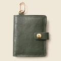 Leather Bifold Wallet with Snap & Key Ring - Olive