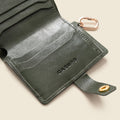 Leather Bifold Wallet with Snap & Key Ring - Olive