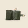 Leather Bifold Wallet with Snap & Key Ring - Olive