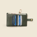 Leather Bifold Wallet with Snap & Key Ring - Olive