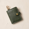 Leather Bifold Wallet with Snap & Key Ring - Olive