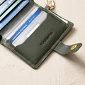 Leather Bifold Wallet with Snap & Key Ring - Olive