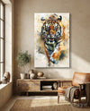 Watercolor Prowling Tiger Splash Glass Wall Art