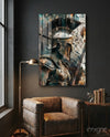 Teal Gold Spartan Helmet Glass Wall Art