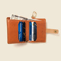 Leather Bifold Wallet with Snap & Key Ring - Natural
