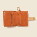 Leather Bifold Wallet with Snap & Key Ring - Natural