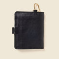 Leather Bifold Wallet with Snap & Key Ring - Black