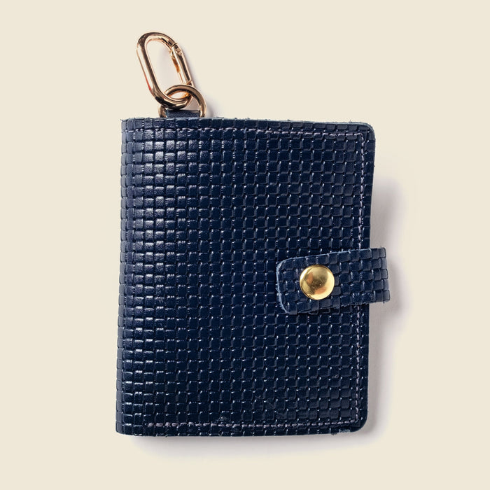 Leather Bifold Wallet with Snap & Key Ring - Navy Limited Edition