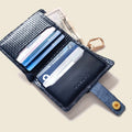 Leather Bifold Wallet with Snap & Key Ring - Navy Limited Edition