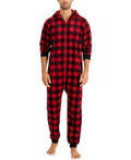 Family Pajamas Mens Matching 1-Piece Red Check Printed Pajamas