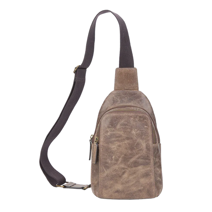 Crazy Horse Leather Compact Sling Bag for Men