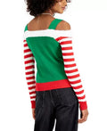 Planet Gold Juniors Cold-Shoulder Holiday Sweater, Size 2X