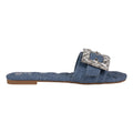 Women's Bianca Denim Rhinestone Buckle Flat Sandals
