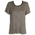 Carbon Copy Womens Striped Arrow-Embroidered Embellished T-Shirt, Size Medium