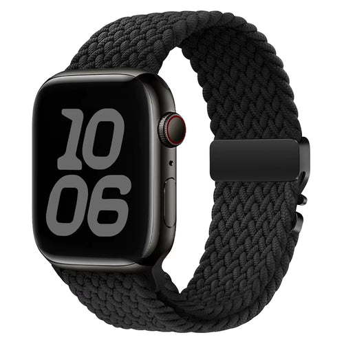Braided Stretch Solo Loop for Apple Watch (38–46mm), Unisex Elastic Nylon Sport Band with Parachute Buckle for Series 3–11, SE & Ultra 2