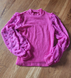 Frenchy Women Hot Pink Color  crew Neck Sheer sleeves with pink pom poms

size S