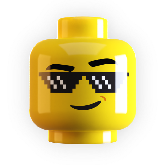Deal w/ It Pixelated Sunglasses on Minifig Head made using LEGO part