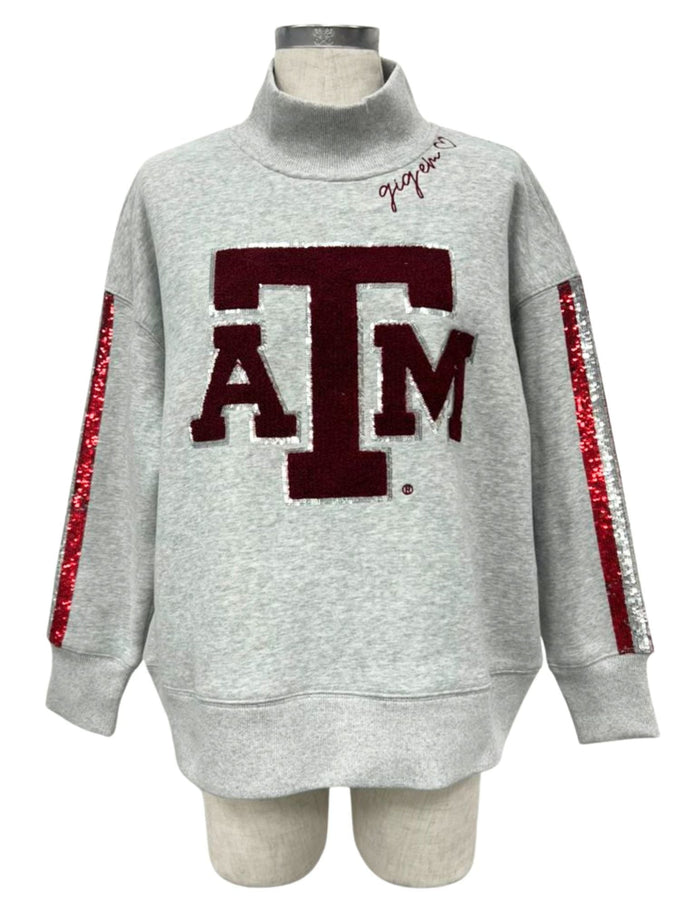 Brianna Cannon A&M Mock Neck Sequin Stripe Sequin Stripe Sweatshirt