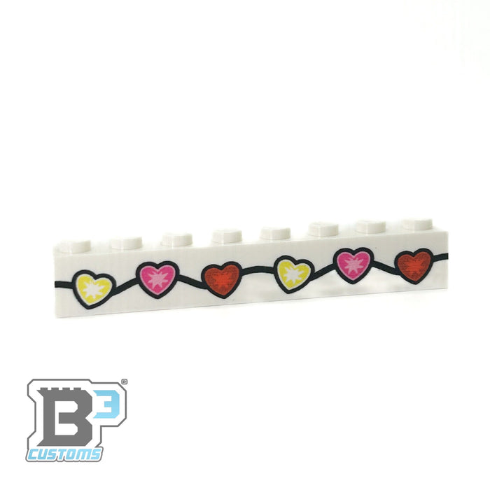 Valentine's Day Lights Custom Printed on 1x8 Brick - B3 Customs