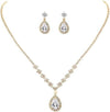 Unicra Bride Crystal Necklace Earrings Set Bridal Wedding Jewelry Sets Rhinestone