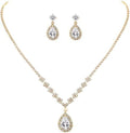 Unicra Bride Crystal Necklace Earrings Set Bridal Wedding Jewelry Sets Rhinestone