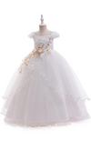 White Gold Sequin Flower Girl Party Gown Size 12/14