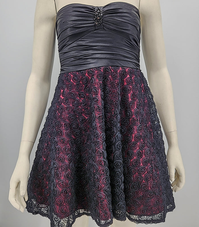 City Studios Juniors Strapless Lace A-Line Dress, Size 9