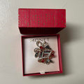 Monet Women's Christmas Bells Pin - Red, Green, Gold Glass Brooch