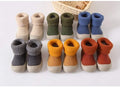 Toddler Sock Shoes with Rubber Soles | Fleece Winter Barefoot Shoes