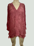 Style & Co Lace-Yoke Handkerchief-Hem Top, Large