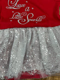 Bonnie Jean Little Girls Christmas Holiday Red Silver Sparkle Tutu Dress, 3 MO