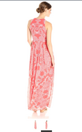 Vince Camuto Women's Printed Chiffon Maxi, Coral/Ivory, Size 6