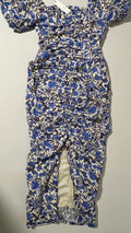 Mable Blue Floral Puff Sleeve Midi Dress Size M