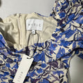 Mable Blue Floral Puff Sleeve Midi Dress Size M