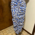 Mable Blue Floral Puff Sleeve Midi Dress Size M
