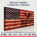Rustic American Flag Family Name Sign